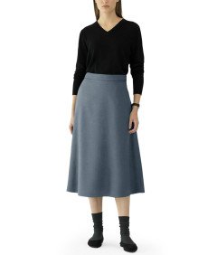 Damska Bawełniana Spódnica Midi Elegancka Rozkloszowana Niebieska L