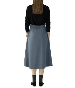 Damska Bawełniana Spódnica Midi Elegancka Rozkloszowana Niebieska L