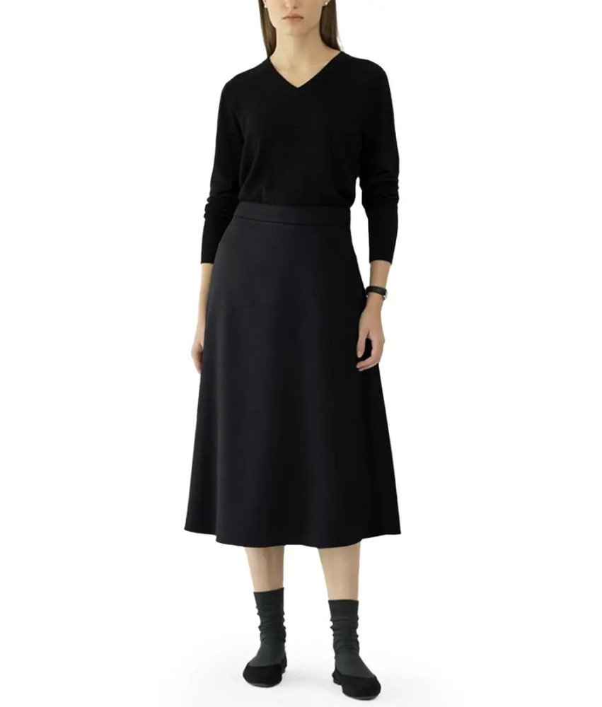 Damska Bawełniana Spódnica Midi Elegancka Rozkloszowana Czarna S