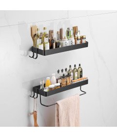 Ścienna Półka Kuchenna Łazienkowa 35cm Bez Wiercenia z Uchwytem na Ręczniki