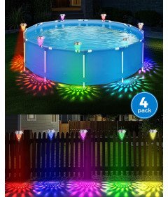 Lampy Solarne do Basenu 4 szt RGB i Ciepła Biel Automatyczne Oświetlenie