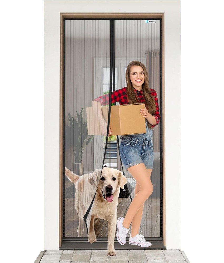 Moskitiera Magnetyczna Drzwi 80x210 cm Czarna Łatwy Montaż