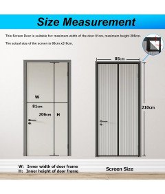 Moskitiera Magnetyczna Drzwi 85x210cm Czarna Łatwy Montaż