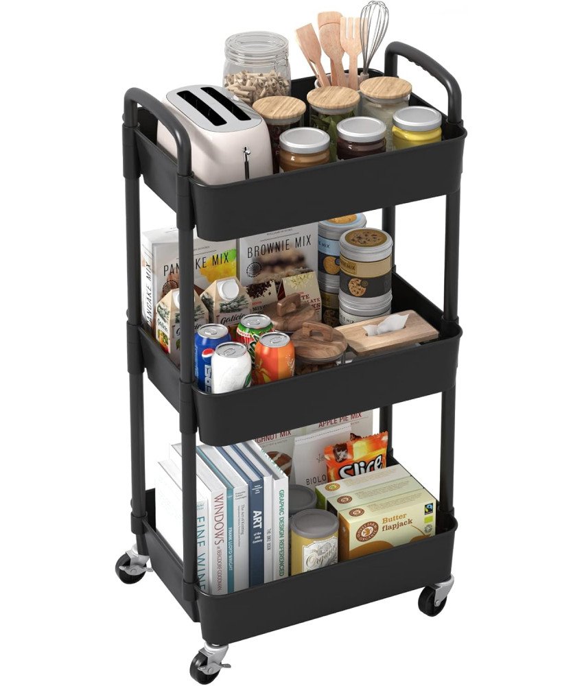 Wózek Kuchenny 3 Poziomowy Wielofunkcyjny Użytkowy z Uchwytem i Półkami