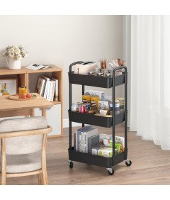 Wózek Kuchenny 3 Poziomowy Wielofunkcyjny Użytkowy z Uchwytem i Półkami