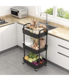 Wózek Kuchenny 3 Poziomowy Wielofunkcyjny Użytkowy z Uchwytem i Półkami