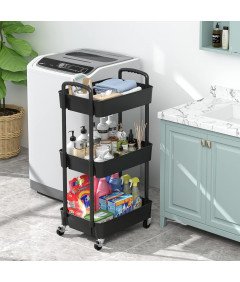 Wózek Kuchenny 3 Poziomowy Wielofunkcyjny Użytkowy z Uchwytem i Półkami