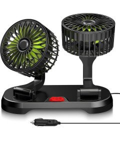 Wentylator Samochodowy 12 V Dwugłowicowy Obrotowy 360° 2 Prędkości