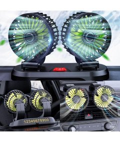 Wentylator Samochodowy 12 V Dwugłowicowy Obrotowy 360° 2 Prędkości