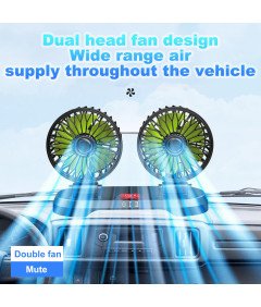 Wentylator Samochodowy 12 V Dwugłowicowy Obrotowy 360° 2 Prędkości