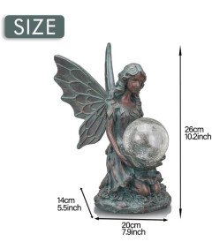 Dekoracja Ogrodowa Figurka Wróżki Solarna Oświetlenie Kula LED 33 cm