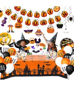 Dekoracja Halloween Zestaw dla Dzieci Girlanda Balony Rekwizyty