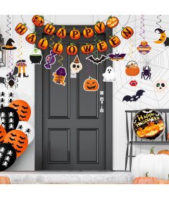 Dekoracja Halloween Zestaw dla Dzieci Girlanda Balony Rekwizyty