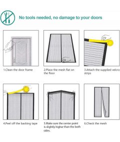 Moskitiera Magnetyczna Drzwi Balkonowe 80x215 cm Automatyczne Zamykanie