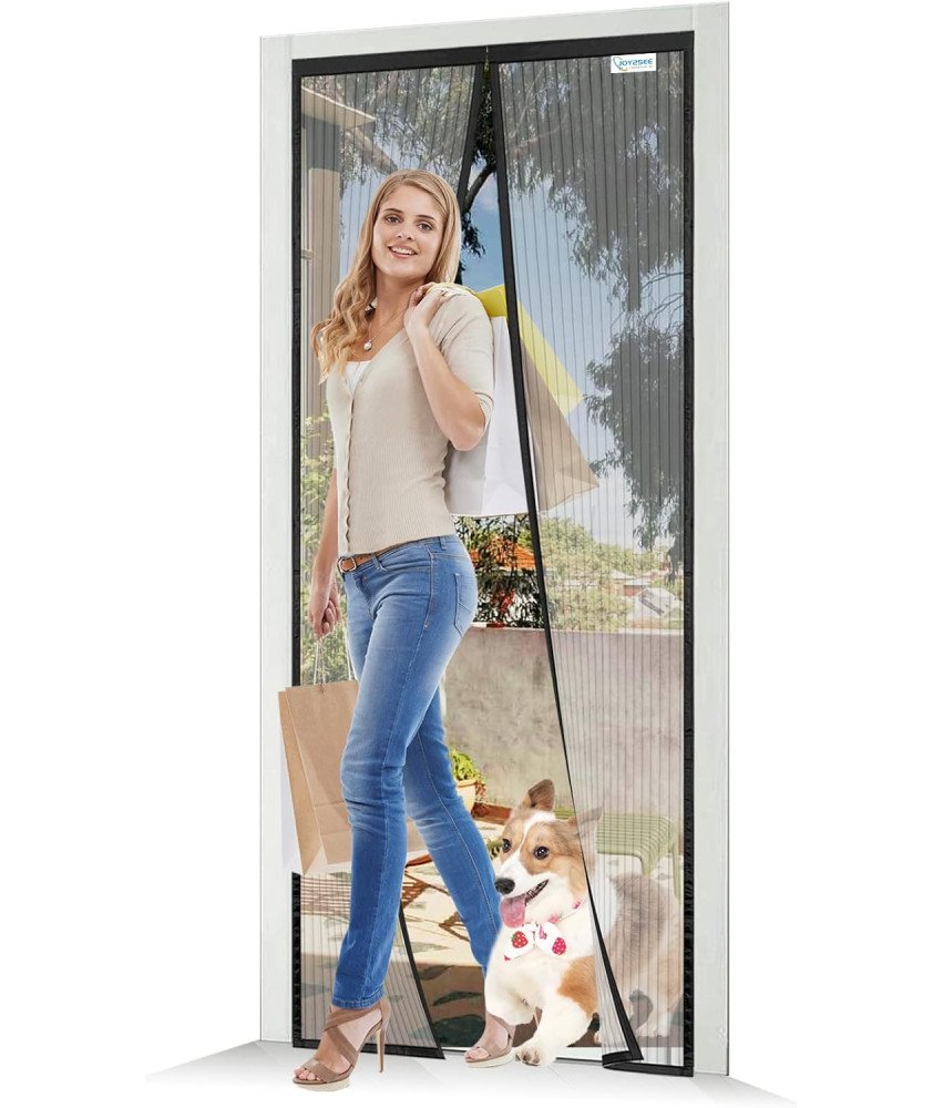 Moskitiera Magnetyczna na Drzwi Balkonowe 80x205 cm Czarna bez Wiercenia