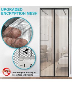 Drzwi Balkonowe z Moskitierą 85x195 cm Magnetyczne Automatyczne Zamykanie