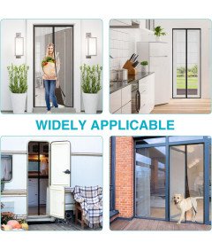 Drzwi Balkonowe z Moskitierą 85x195 cm Magnetyczne Automatyczne Zamykanie