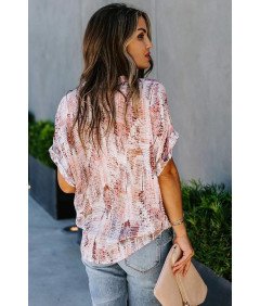 AOISAGULA Bluzka Damska Letnia Luźna Krótki Rękaw Dekolt w Serek XL