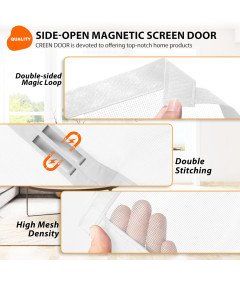 Moskitiera Magnetyczna na Drzwi Balkonowe 110 x 240 cm Biała Łatwy Montaż