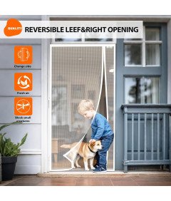 Moskitiera Magnetyczna na Drzwi Balkonowe 110 x 240 cm Biała Łatwy Montaż