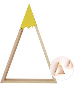 Półki Ścienne Drewniane Trójkątne Niebieska Żółta 2 Sztuki Pokój Dziecięcy