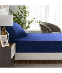 Prześcieradło Pluszowe z Gumką 160x200 cm Niebieskie Zimowe z Mikrofibrą