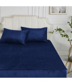 Prześcieradło Pluszowe z Gumką 160x200 cm Niebieskie Zimowe z Mikrofibrą