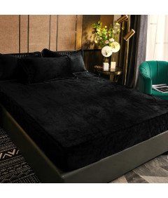 Prześcieradło Mikrofibra z Gumką 140x200 cm Czarne Aksamitne Zimowe Ciepłe