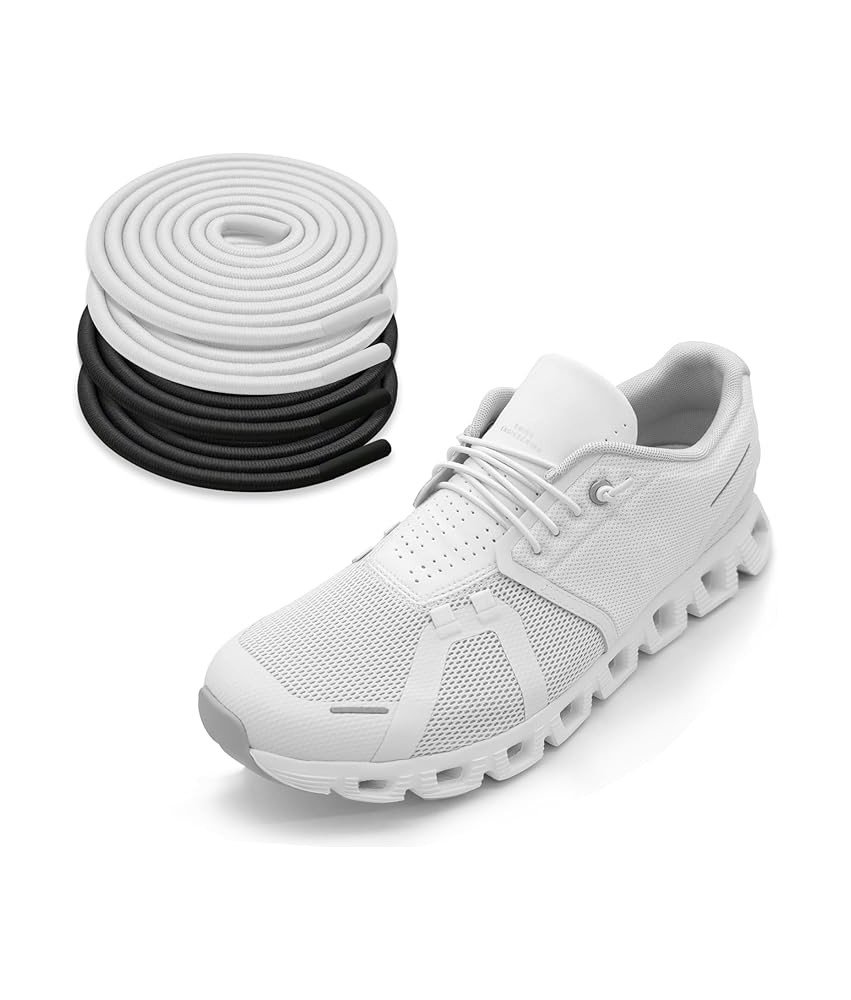 Sznurówki Okrągłe bez Wiązania 40cm Czarno Białe do Butów Sportowych 2 Pary