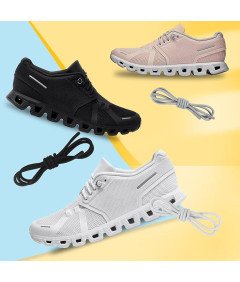 Sznurówki Okrągłe bez Wiązania 40cm Czarno Białe do Butów Sportowych 2 Pary