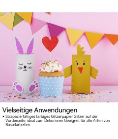 Papier Brokatowy Kolorowy A4 28 Arkuszy do Rękodzieła Dekoracji 14 Kolorów