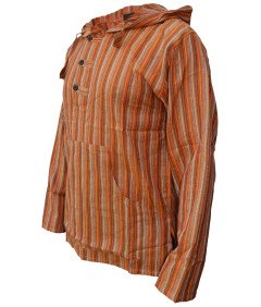 Bluza Męska Bawełniana z Kapturem w Paski Pomarańczowa 4XL Festiwalowa
