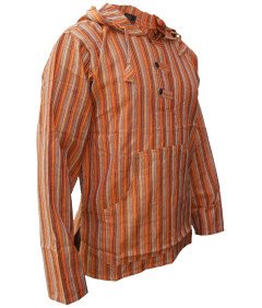 Bluza Męska Bawełniana z Kapturem w Paski Pomarańczowa 4XL Festiwalowa