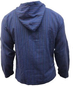 Bluza Męska Bawełniana z Kapturem w Paski Niebieska Festiwalowa M