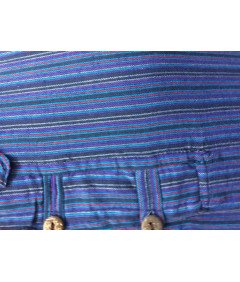 Bluza Męska Bawełniana z Kapturem w Paski Niebieska Festiwalowa M