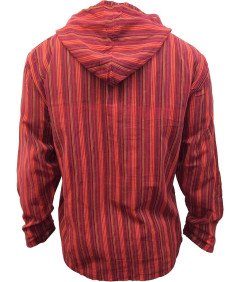 Bluza Męska Bawełniana z Kapturem w Paski Kasztanowy Brąz Festiwalowa L