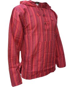 Bluza Męska Bawełniana z Kapturem w Paski Kasztanowy Brąz Festiwalowa L