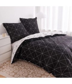 Pościel z Mikrofibry Czarno Bała Kratka 135x200 cm Zestaw z Poszewką 80x80