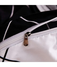 Pościel z Mikrofibry Czarno Bała Kratka 135x200 cm Zestaw z Poszewką 80x80