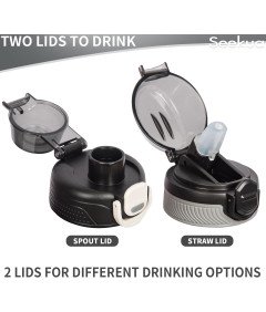 Sportowa Butelka na Wodę z Tritanu 1L ze Słomką i 2 Pokrywkami Motywacyjna