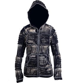 Damska Bluza z Kapturem Tiedye z Bawełny i Polaru Czarna Rozmiar 36