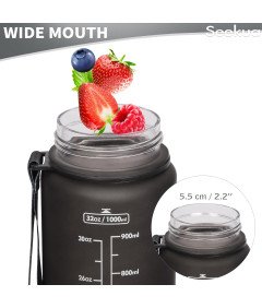 Sportowa Butelka na Wodę z Tritanu 1L ze Słomką i 2 Pokrywkami Motywacyjna