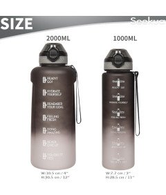 Sportowa Butelka na Wodę z Tritanu 1L ze Słomką i 2 Pokrywkami Motywacyjna