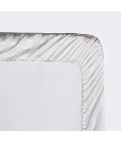 Satynowe Prześcieradło z Gumką 200x200 cm Beżowo Białe na Materac 25-30 cm
