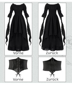 Kostium Elfa Suknia Damska Średniowieczna Wiktoriańska Gotycka Czarna M