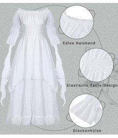 Kostium Elfa Suknia Damska Średniowieczna Wiktoriańska Gotycka Biała L