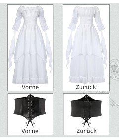 Kostium Elfa Suknia Damska Średniowieczna Wiktoriańska Gotycka Biała L