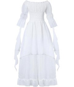 Kostium Elfa Suknia Damska Średniowieczna Wiktoriańska Gotycka Biała L