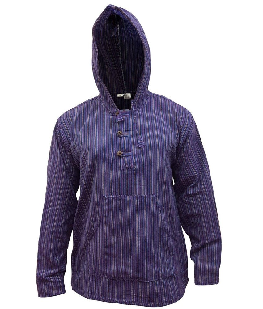 Bluza Męska w Paski z Kapturem Fioletowy Mix Rozmiar 3XL