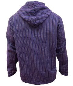 Bluza Męska w Paski z Kapturem Fioletowy Mix Rozmiar 3XL